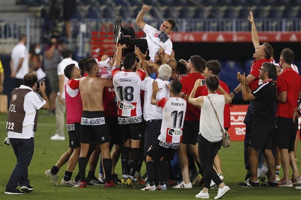 La UD Logroñés logró el ascenso por penaltis. EFE