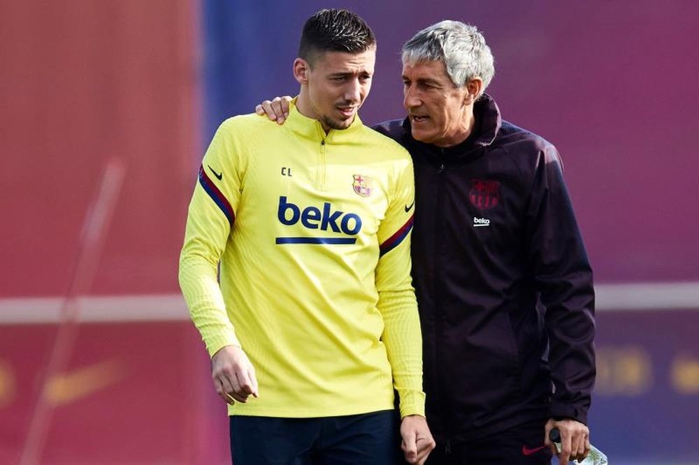 Lenglet, en la etapa de Quique Setién como técnico azulgrana. EFE