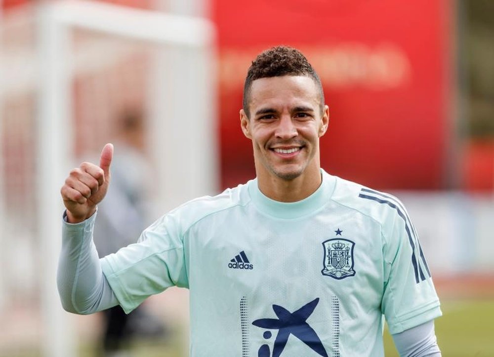 El jugador de la selección española de fútbol Rodrigo Moreno durante el entrenamiento del equipo en Las Rozas, en Madrid, este martes. EFE/RFEF