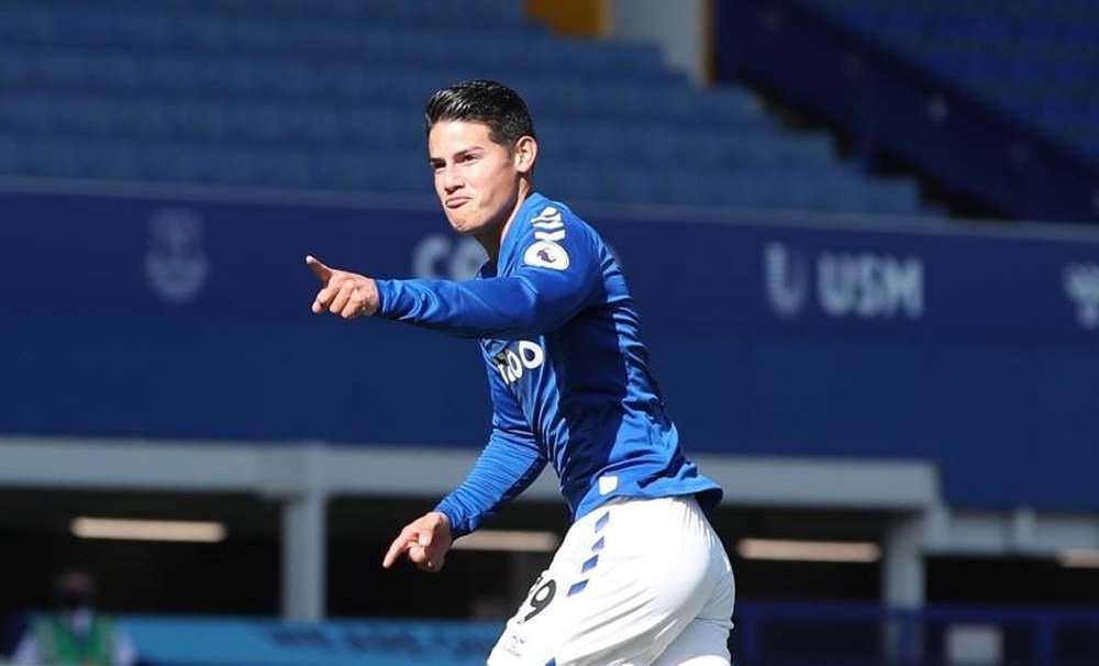 James Rodríguez e sua segunda vitória consecutiva no Everton. EFE/EPA/Nick Potts