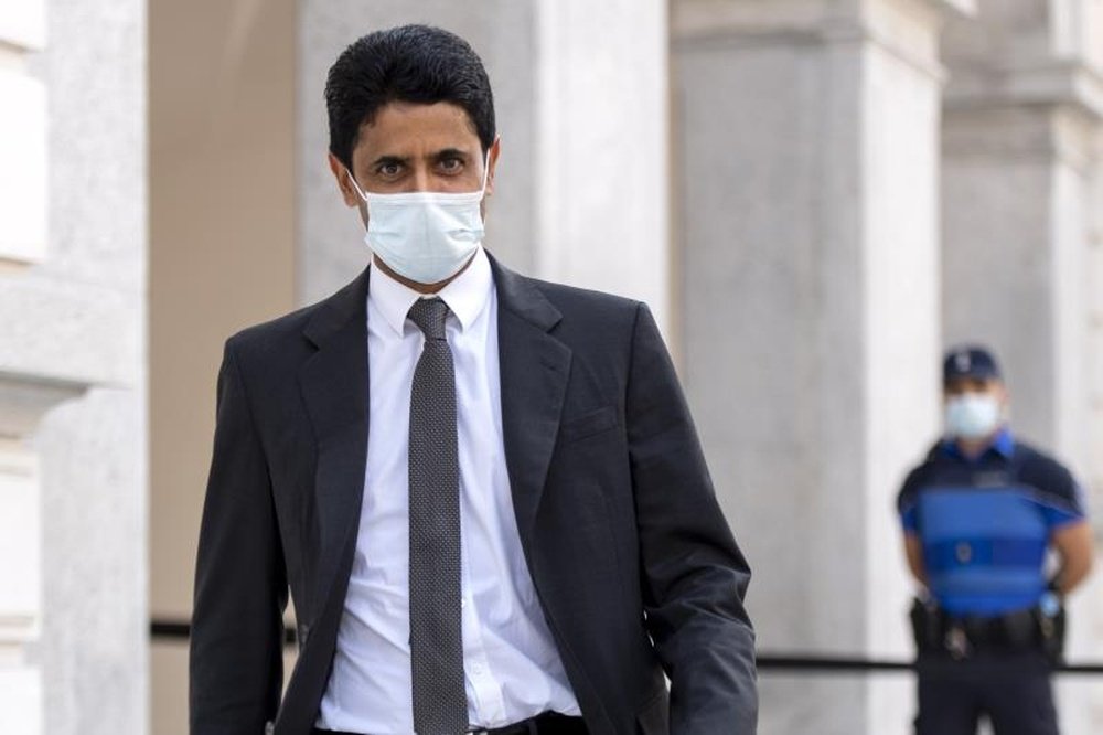 Nasser Al-Khelaïfi insulté à son arrivée à Barcelone. EFE