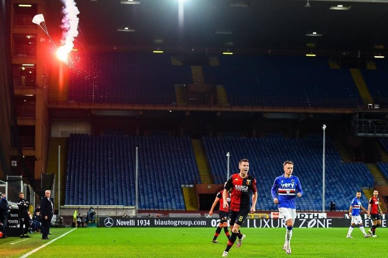 Flare launched outside stadium in Genoa derby