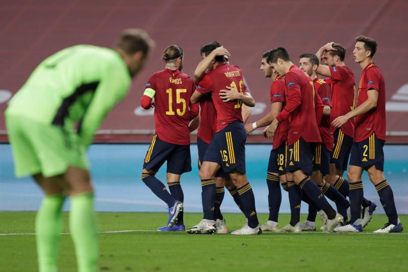 España, celebrando un gol ante Alemania