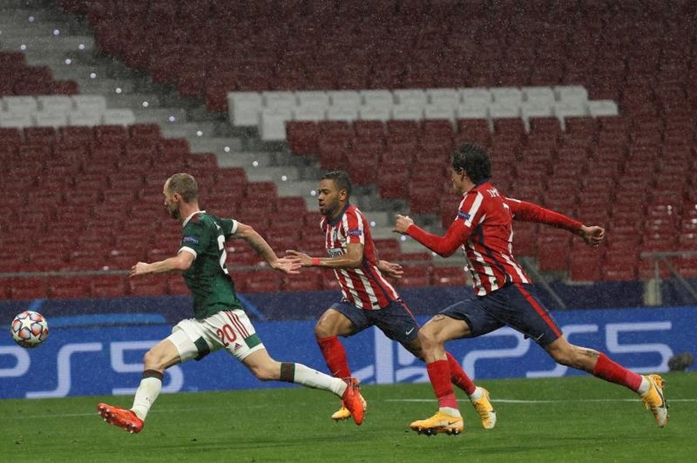 Atlético de Madrid ficou no 0 a 0 contra o Lokomotiv Moscou. EFE/ Juanjo Martín