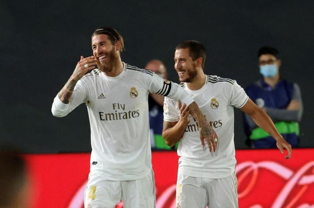 Sergio Ramos e Eden Hazard trabalham para retomarem as condições físicas. EFE/JuanJo Martín/Arquivo
