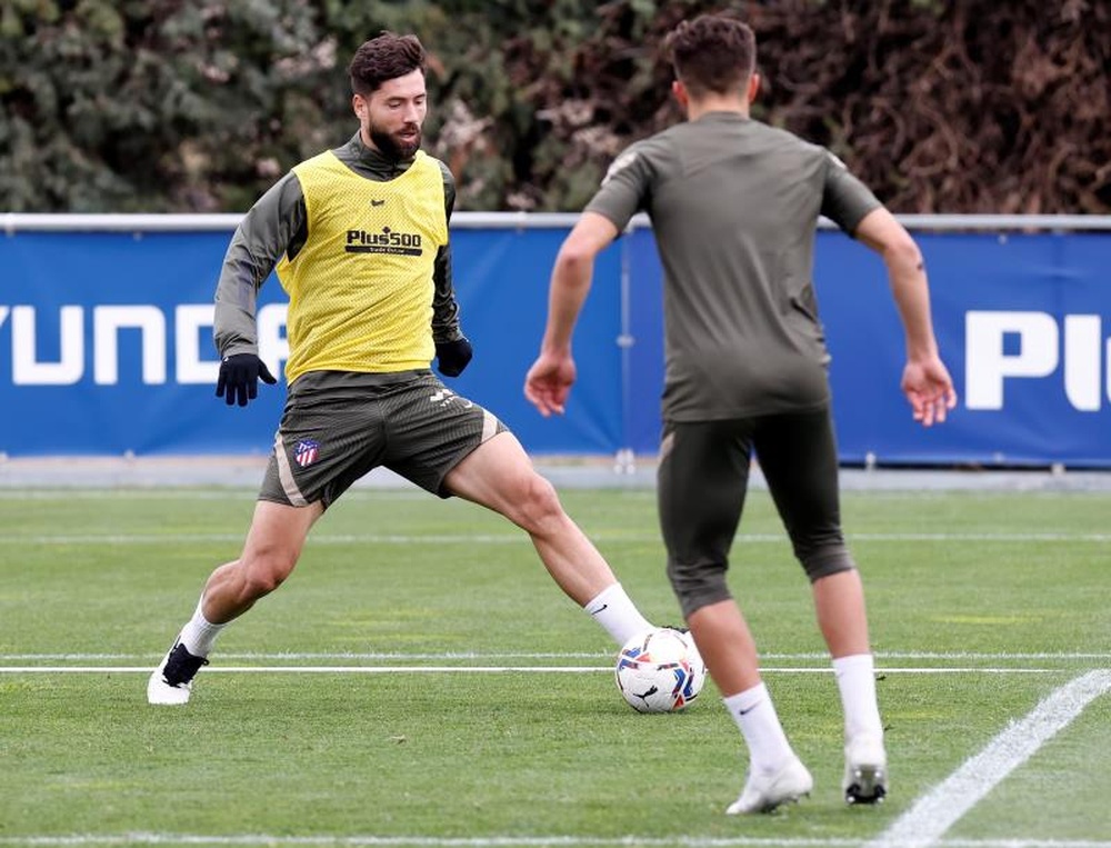 Marcos Paulo et Felipe, protagonistes de la séance de l'Atlético. EFE