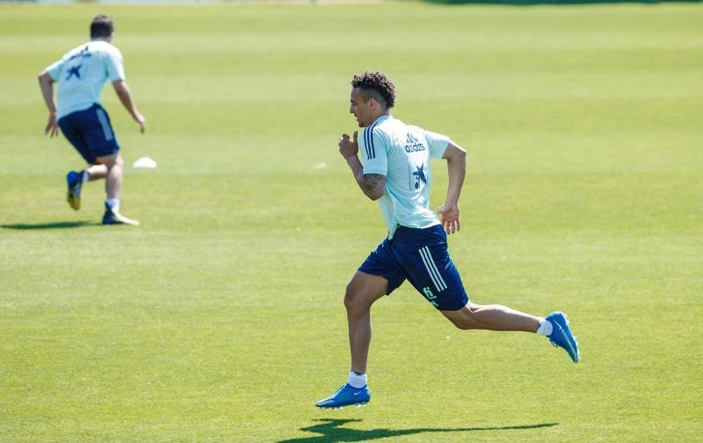 Rodrigo Moreno no acabó el entrenamiento en la víspera de la final. EFE