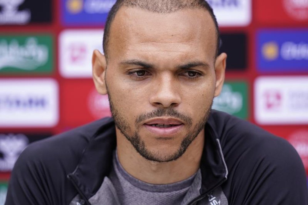 Braithwaite admite que tuvo más minutos en Dinamarca que en el Barcelona. EFE