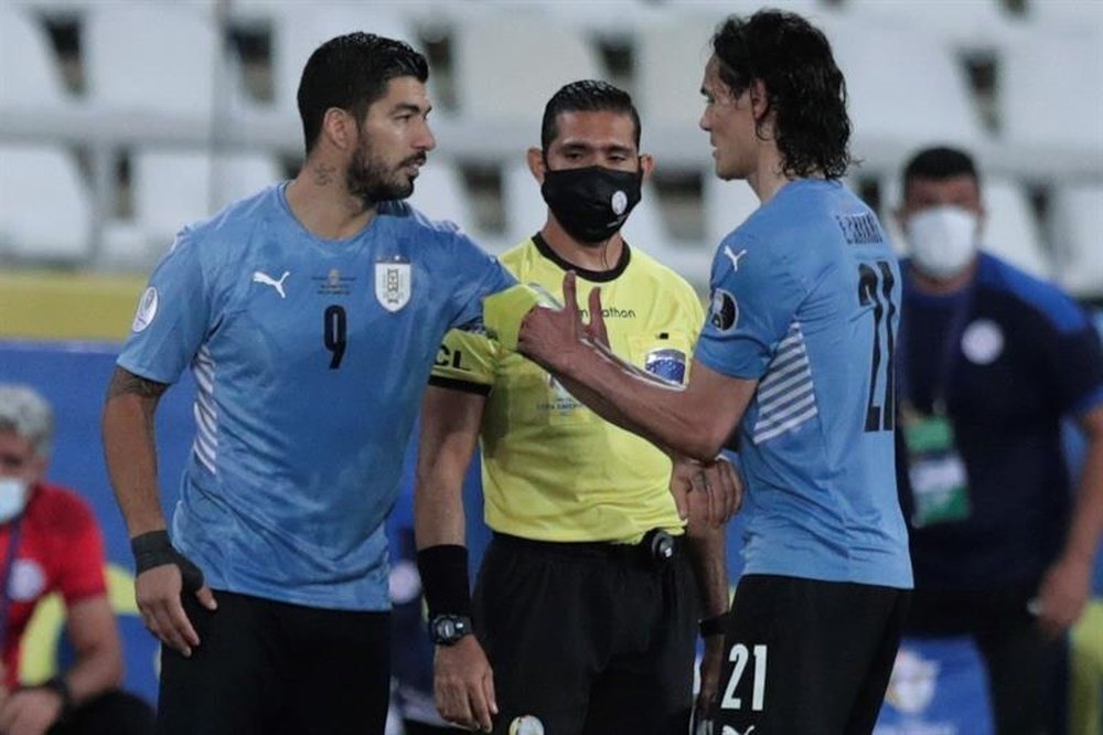 Cavani anotó el tanto de la victoria para Uruguay. EFE