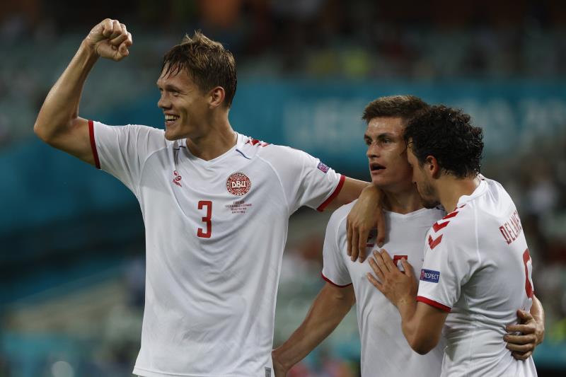 Vertergaard, celebrando un gol en el República Checa-Dinamarca