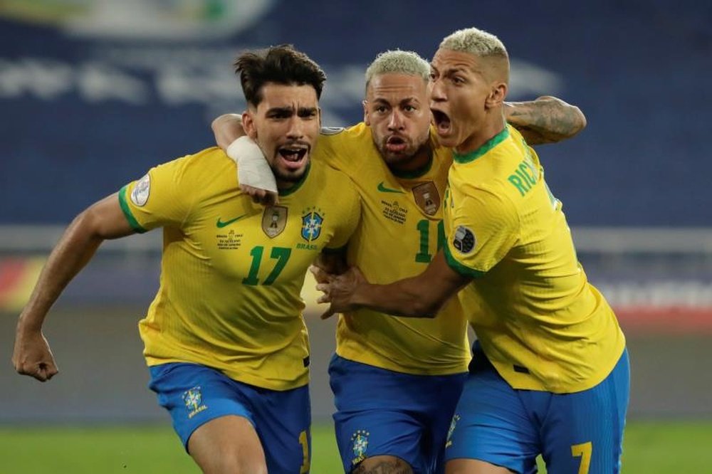 A briga no ataque do Brasil na semifinal da Copa América.EFE