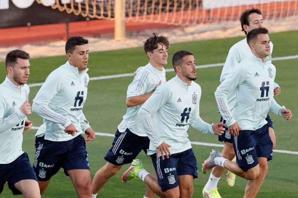 Los jugadores de la selección española, Aymeric Laporte, Rodri, Gavi, Pablo Fornals. EFE