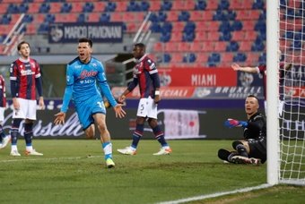 Lozano scored for Napoli against Ajax in the UCL. EFE