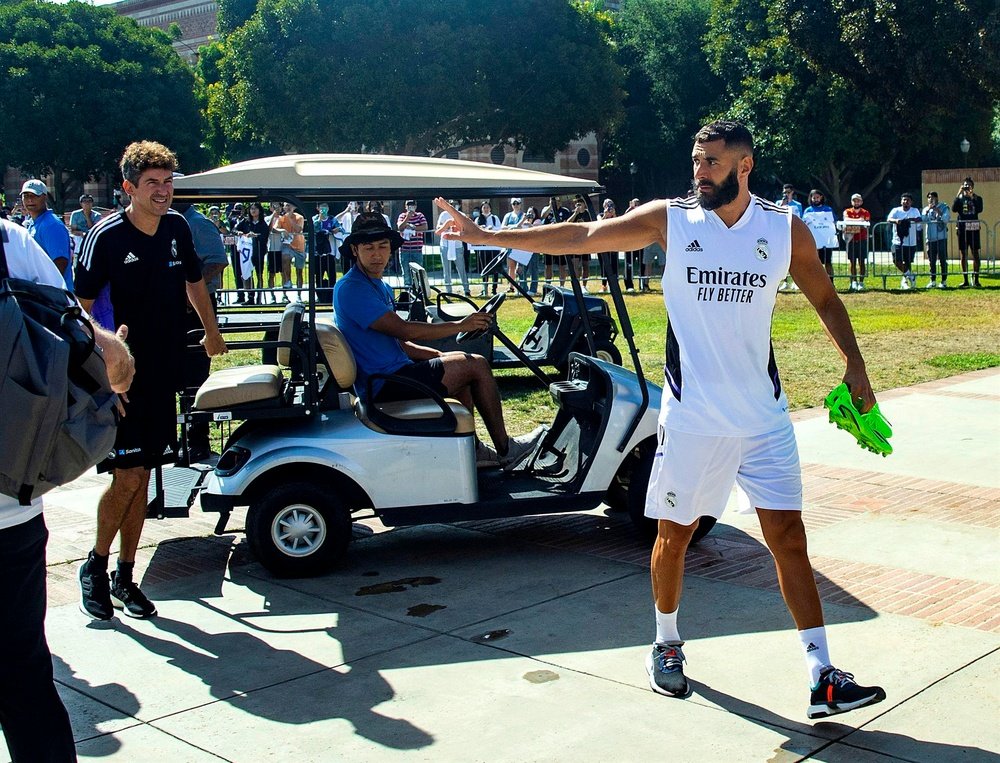 Le groupe du Real pour affronter le Club América, avec Benzema. EFE