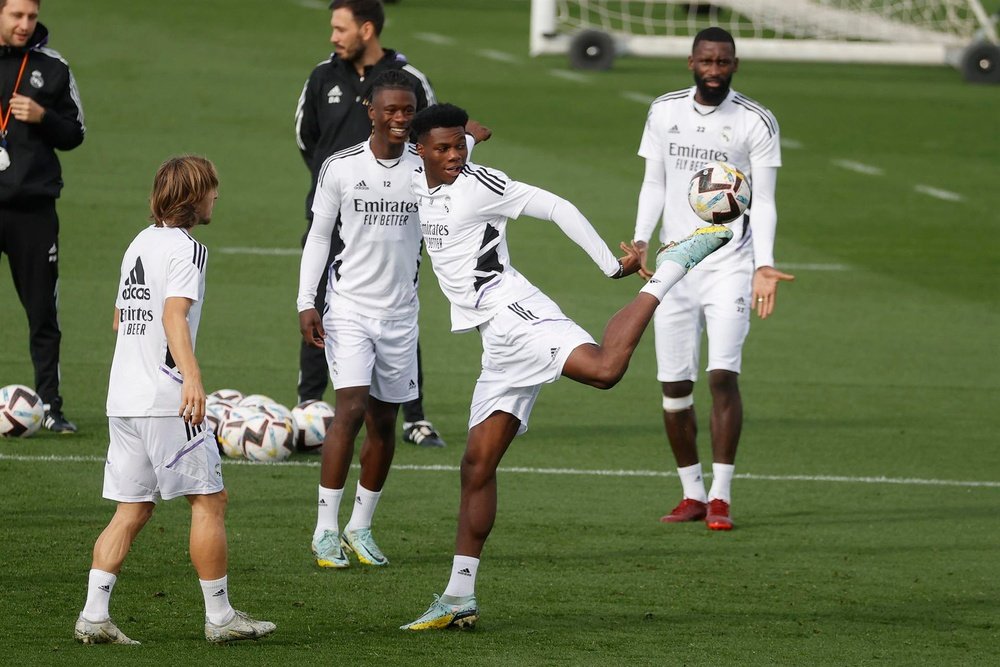 Treinamento dos jogadores madridistas, foto de arquivo. EFE/Juan Carlos Hidalgo