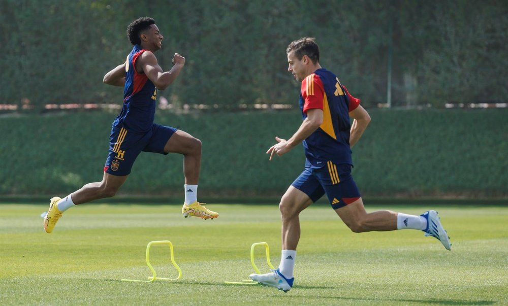 Azpilicueta trained normally ahead of Morocco. EFE