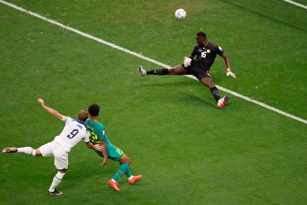 Gol de Harry Kane contra Senegal nas oitavas de final.EFE