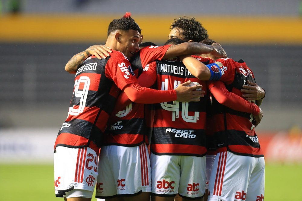 O Flamengo disposto a mostrar seu poderio diante do Palestino. EFE/José Jácome