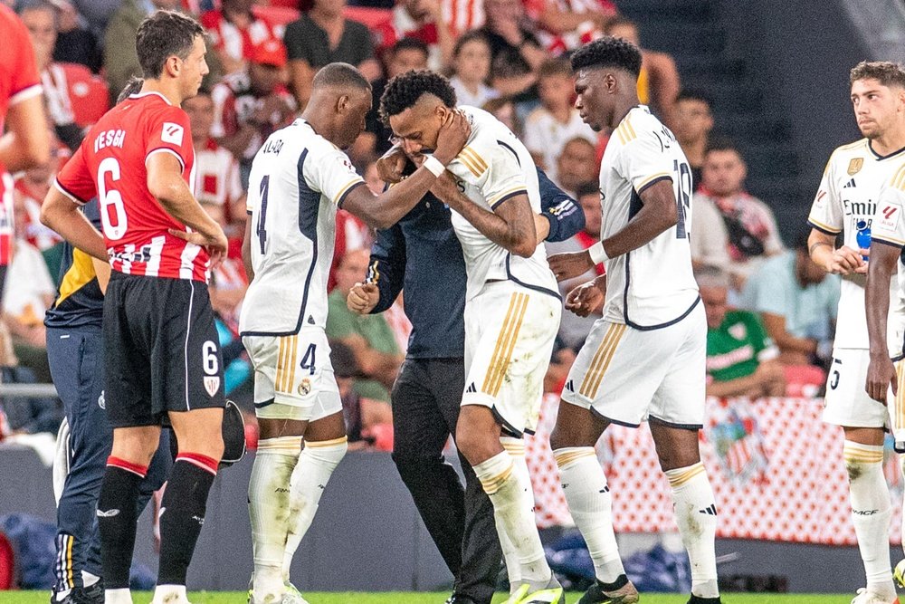 Militao was replaced by Antonio Rudiger in the Athletic clash. EFE