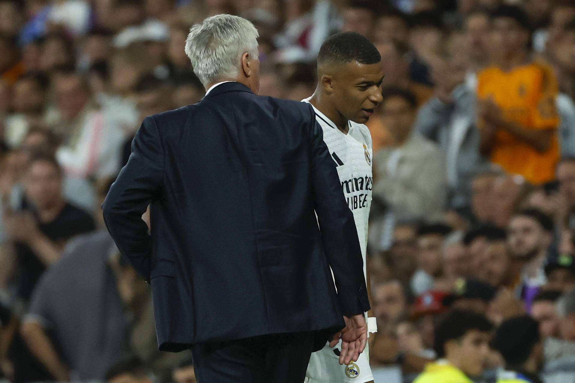 Ancelotti et Mbappé avec le Real Madrid