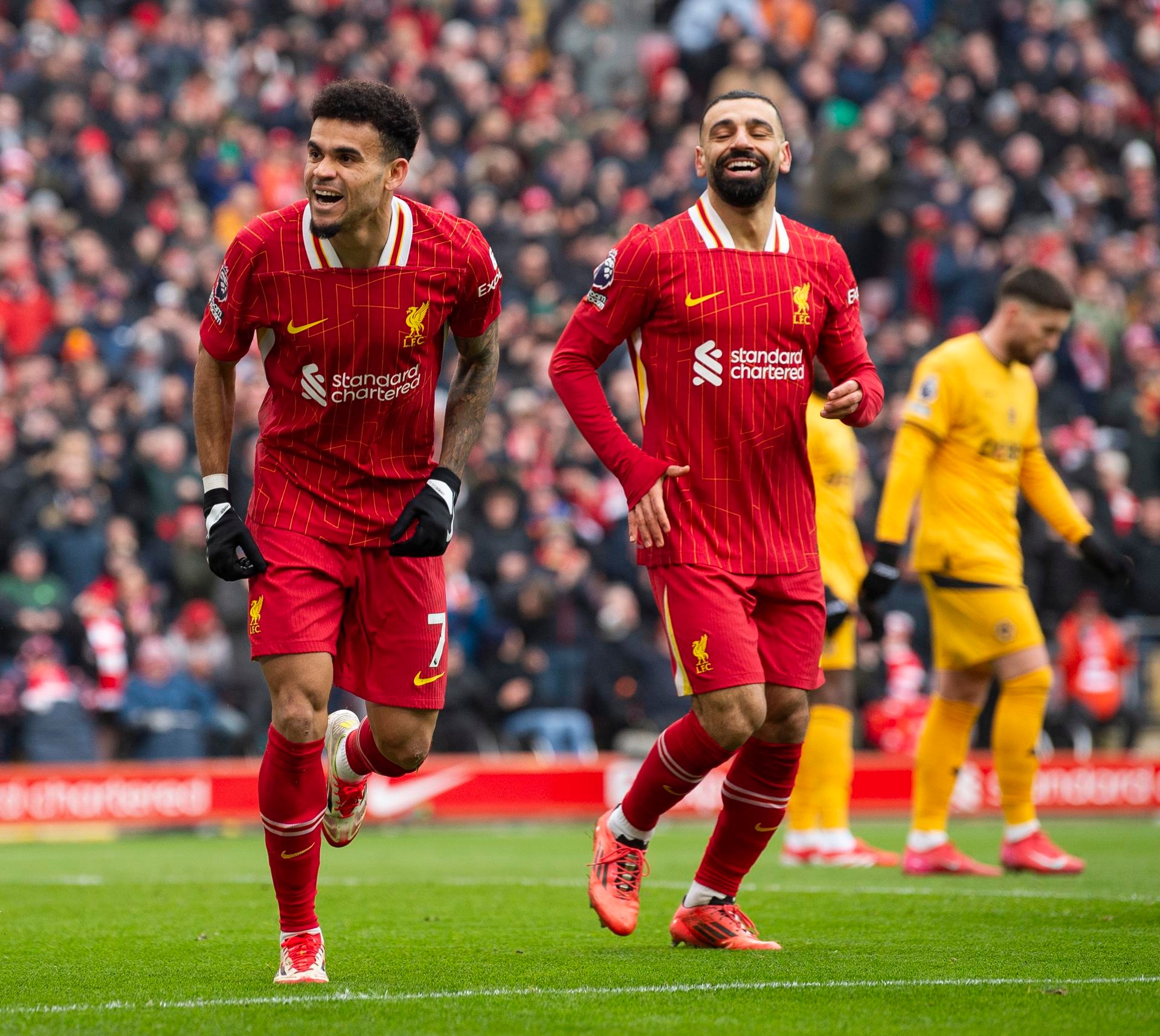 Luis Díaz rompió el hielo en Anfield. EFE