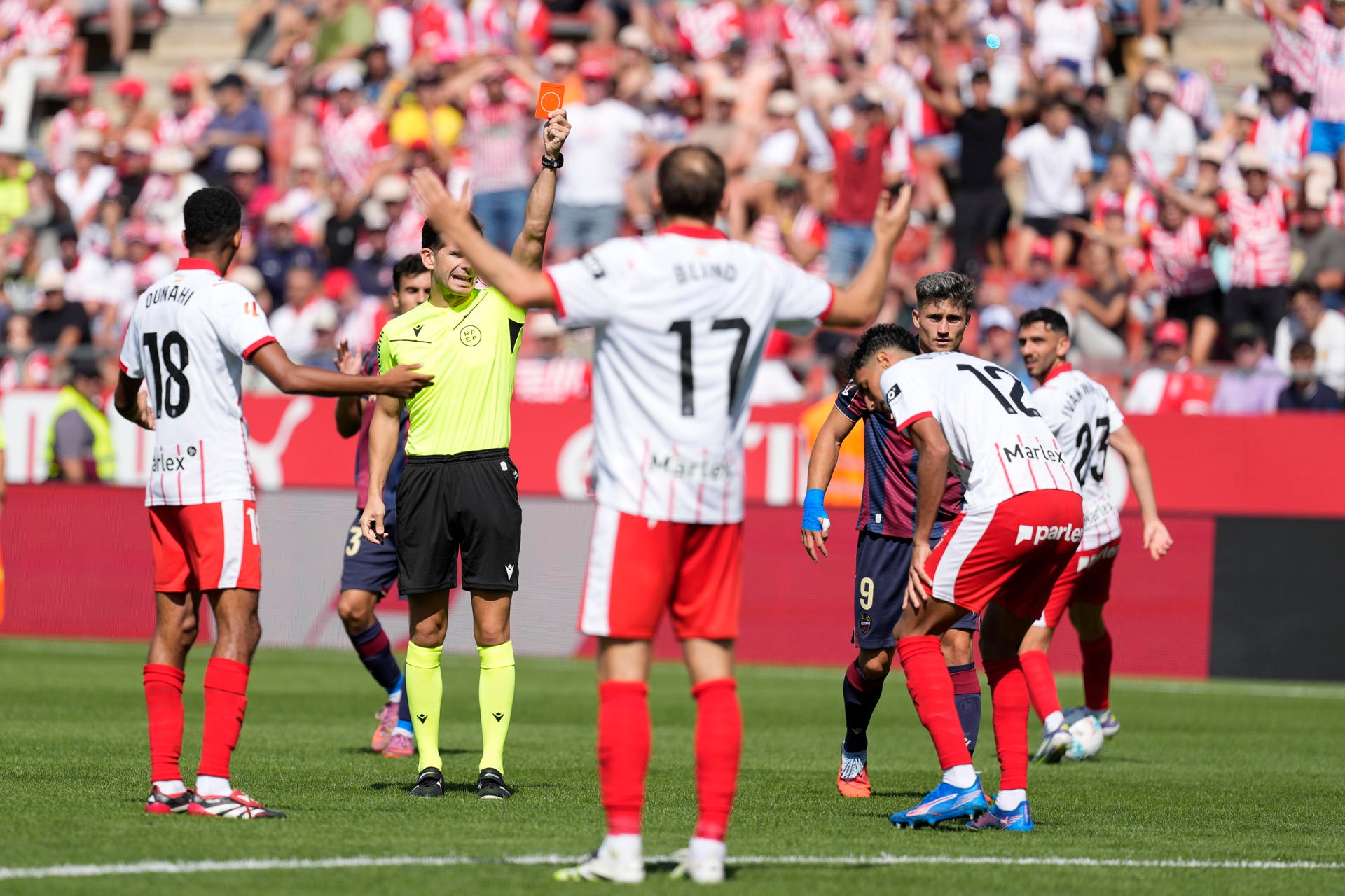 Girona have picked up more red cards than any other team across Europe’s top five leagues this season, with five players sent off in their opening 10 La Liga matches — an average of one every two matches.