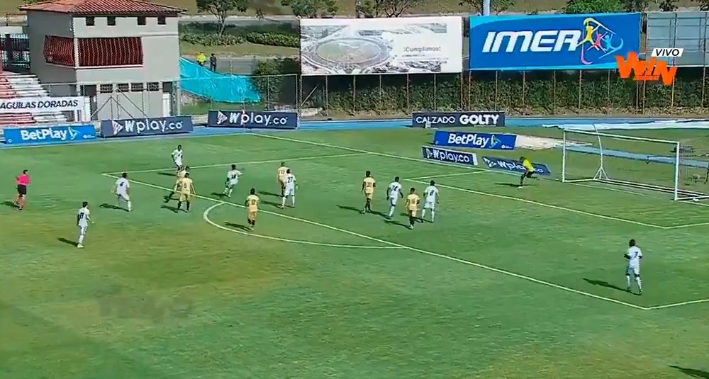Águilas Doradas jugó contra Boyacá Chicó con solo siete futbolistas. Captura/WinSports