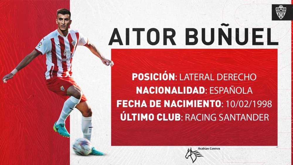 El lateral Aitor Buñuel, nuevo fichaje del Almería. Twitter/U_D_Almeria