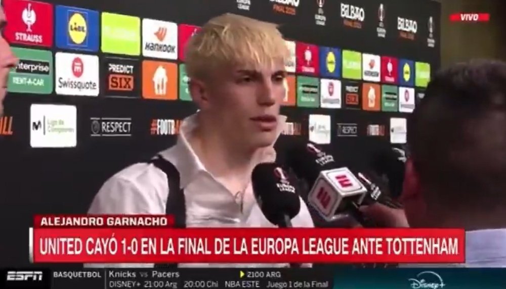 Garnacho podría irse tras la mala temporada del United. Captura/ESPN