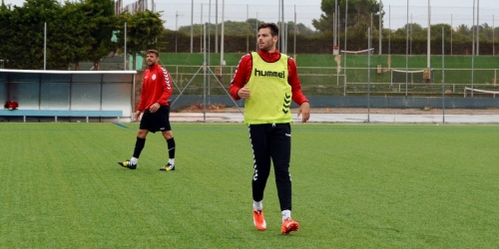 Alex López y Xisco Muñoz, en un entrenamiento con el Nàstic. GimnasticDeTarragona