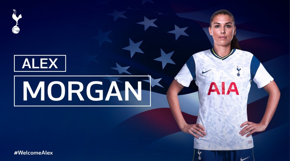 Alex Morgan, novo reforço do time feminino do Tottenham. Twitter/SpursWomen