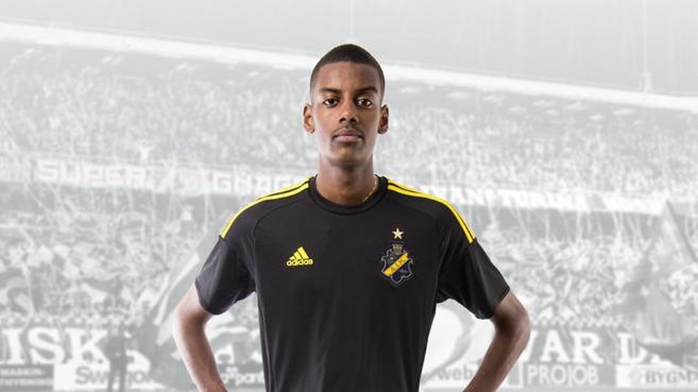 Alexander Isak posing in his current team's colours. AIK Solna