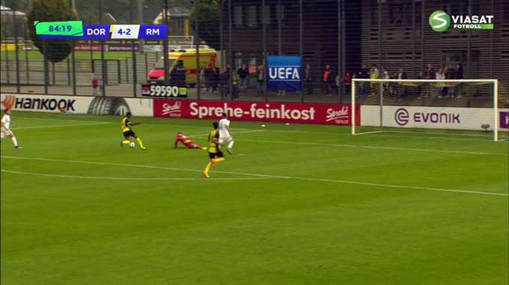 Isak marcó el quinto gol del Borussia ante el Madrid en la Youth League. VIASAT