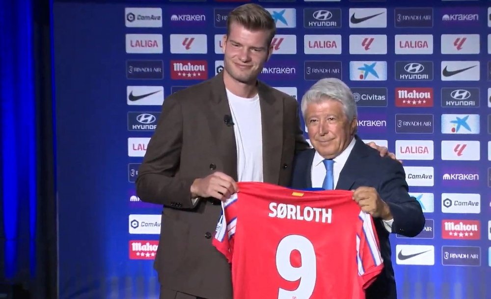 Alexander Sorloth was presented as a new Atletico Madrid player. YouTube/Atleti