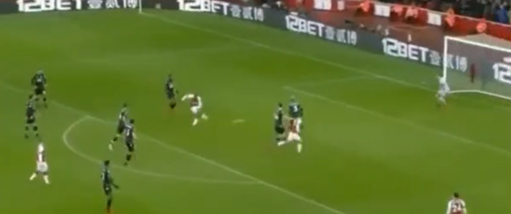 Lacazette swept home to finish off a flowing move and end his goal drought
