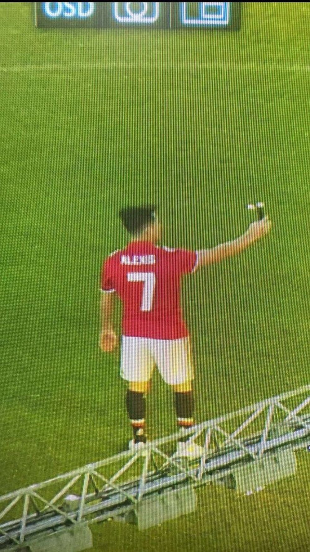 Sanchez was captured at Old Trafford wearing a United no.7 shirt. Twitter
