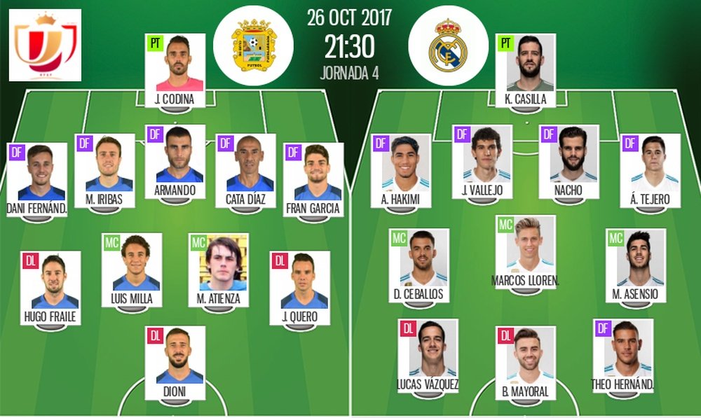 Official lineups for the Copa del Rey match between Real Madrid and Fuenlabrada. BeSoccer