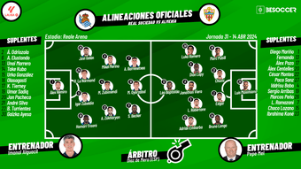 Vive con nosotros todo lo que acontezca sobre el verde del Reale Arena, donde la Real Sociedad recibe al Almería con motivo de la jornada 31 en Primera División a partir de las 21:00.