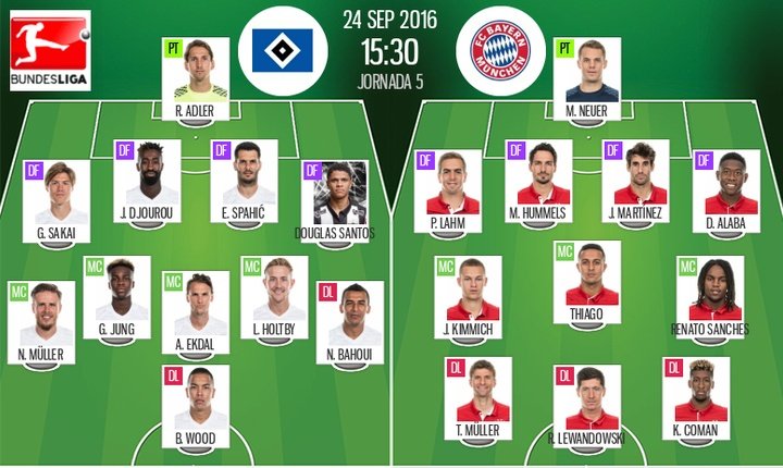 Müller, Lewandowski y Coman, en el ataque del Bayern; Wood será el peligro del Hamburgo