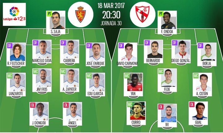 Ondoa vuelve a la portería del Sevilla Atlético; Dongou, novedad en el once del Zaragoza