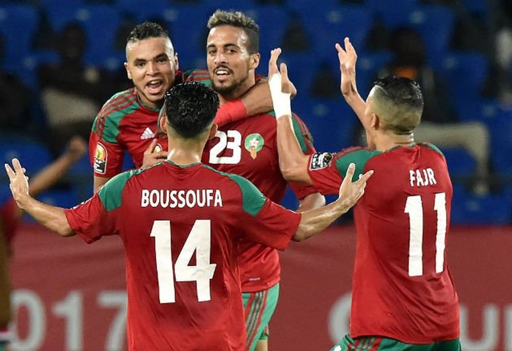 Alioui celebra el gol anotado ante Costa de Marfil. AFP