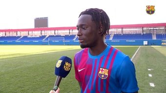 Alpha Dionkou, en una entrevista con el FC Barcelona. Captura / FC Barcelona