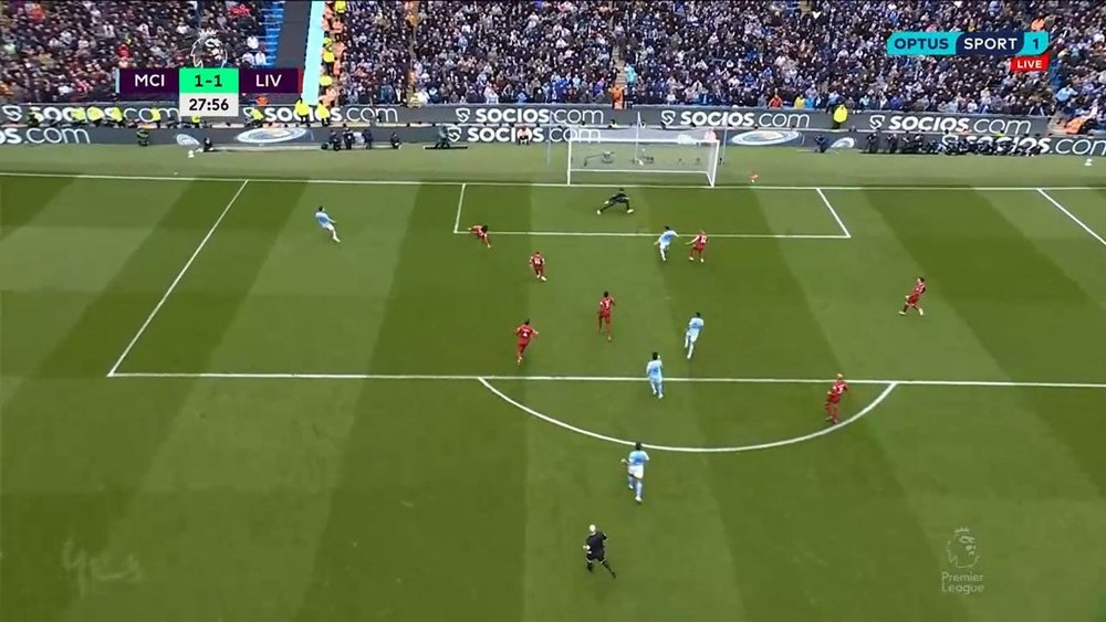 Alvarez hits back with equaliser. Screenshot/OptusSport