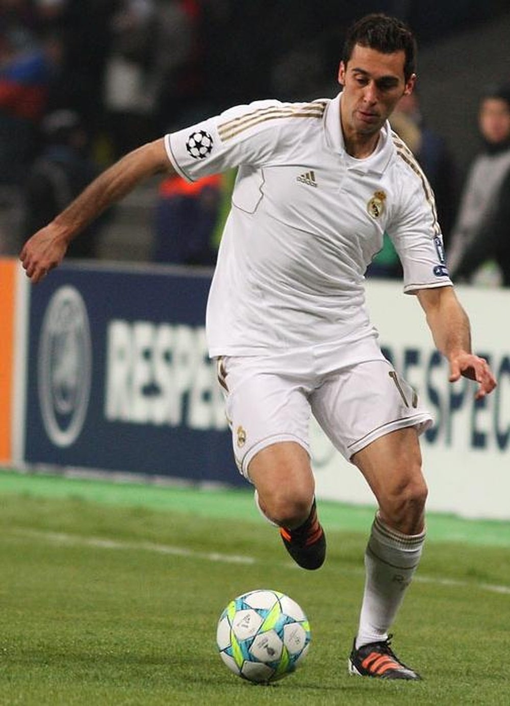 Álvaro Arbeloa, lateral del Real Madrid, durante un partido con el equipo blanco en 2012. Vladimir Mayorov.