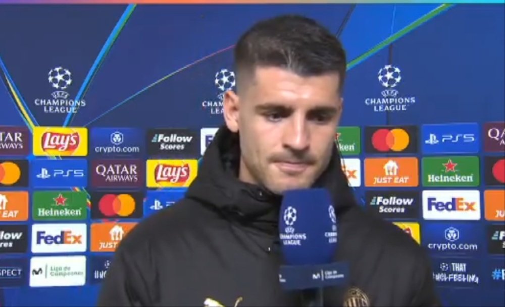 Morata was on target in Milan's victory over Real Madrid. Screenshot/MovistarLigadeCampeones