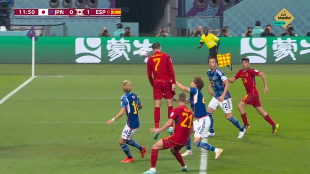 Gol de Morata pela seleção espanhola contra o Japão.EFE