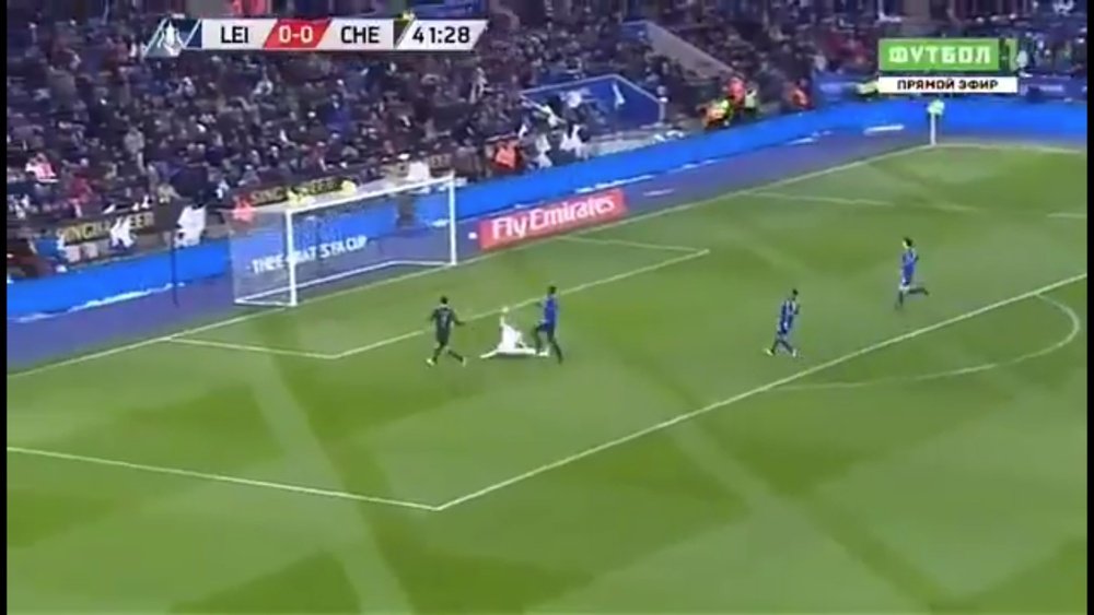 Morata tucked past Schmeichel to open the scoring. Screenshot