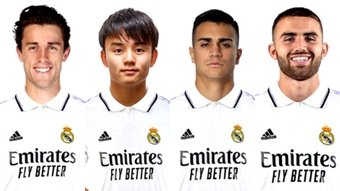 Odriozola, Reinier, Kubo y Mayoral en la página web del Real Madrid. Captura / Real Madrid