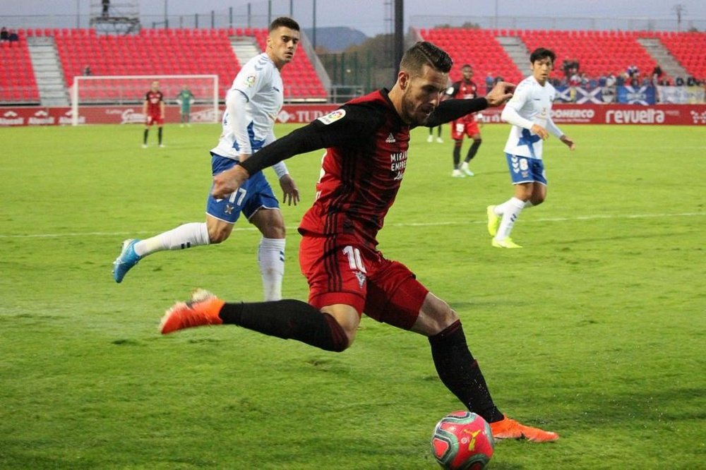 Álvaro Rey ha criticado la abundancia de penaltis en contra del Mirandés. Twitter/CDMirandés