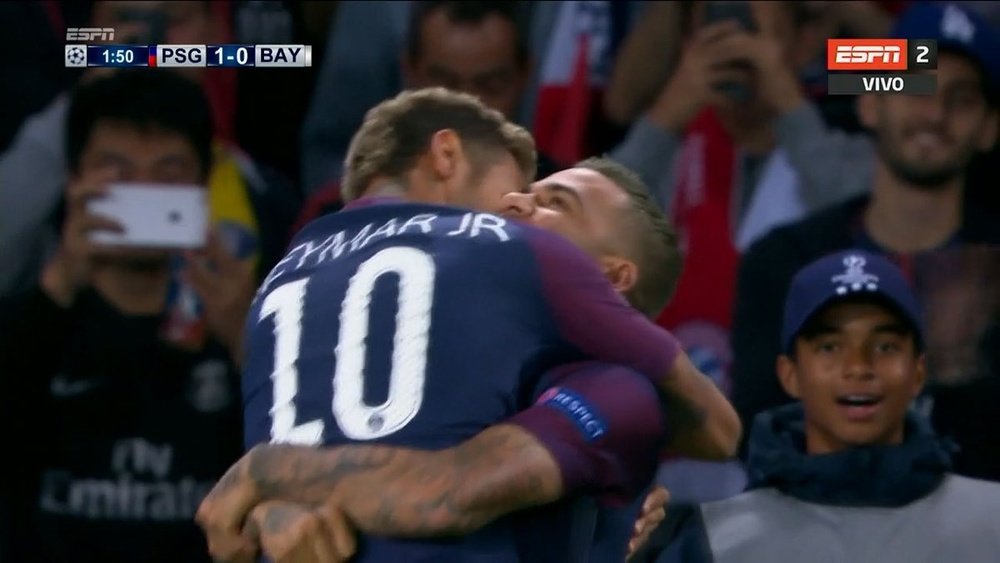 Neymar and Alves linked up for the opening goal against Bayern. Twitter